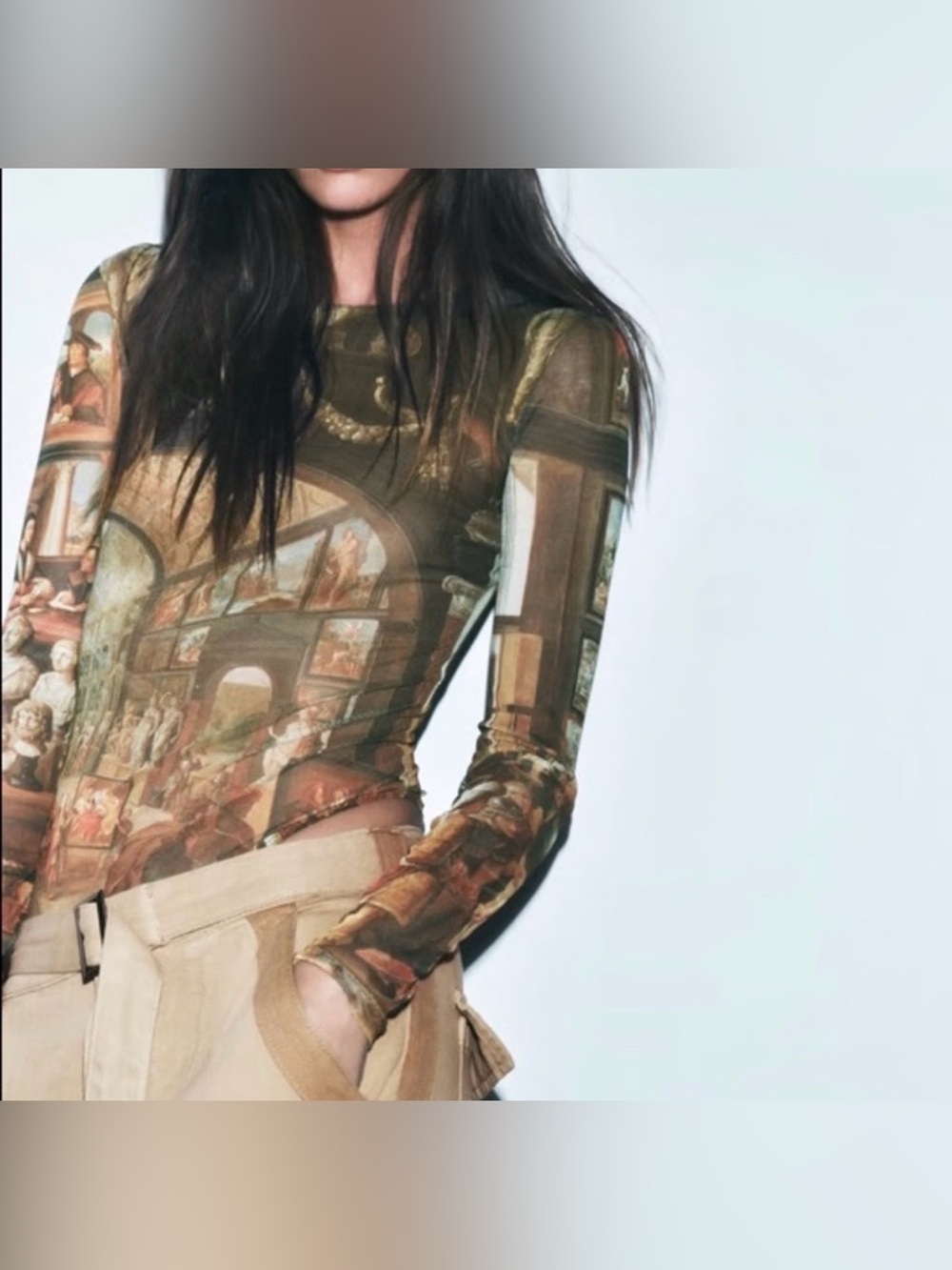 Zara printed tulle mesh body suit size medium NWT - Picture 8 of 8